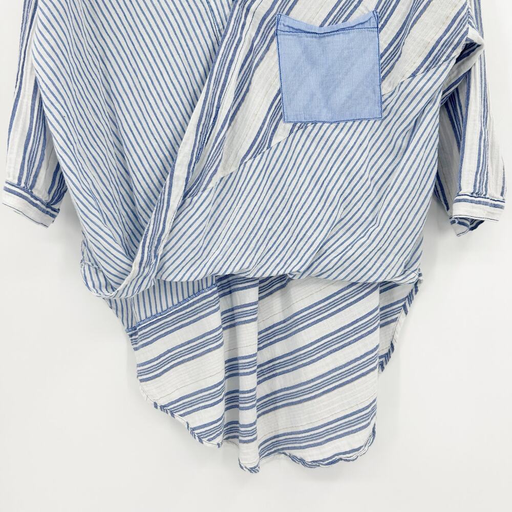 Anthro Holding Horses Blue White Stripe Wrap High Low Tunic Top Coastal Womens S - Picture 4 of 13